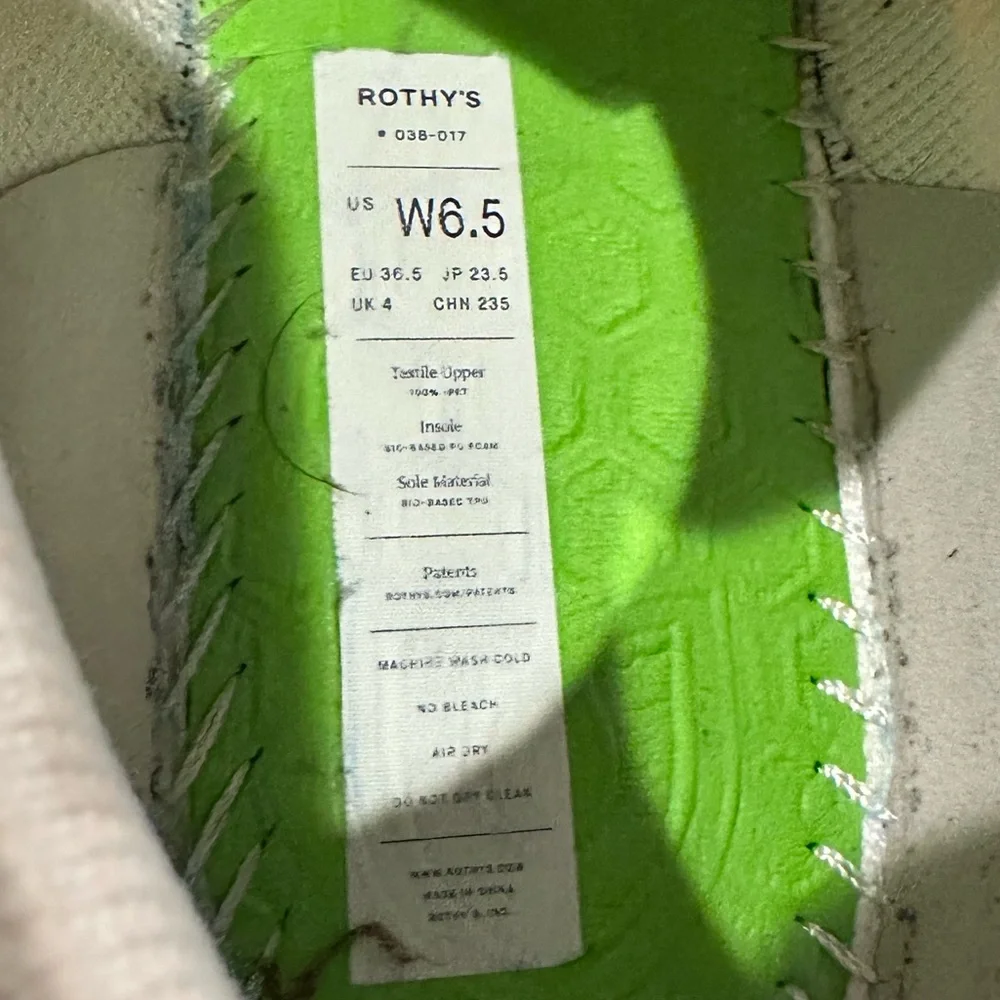 Rothy’s Lace up White Sneakers Shoes Washable Sustainable Comfort 6.5